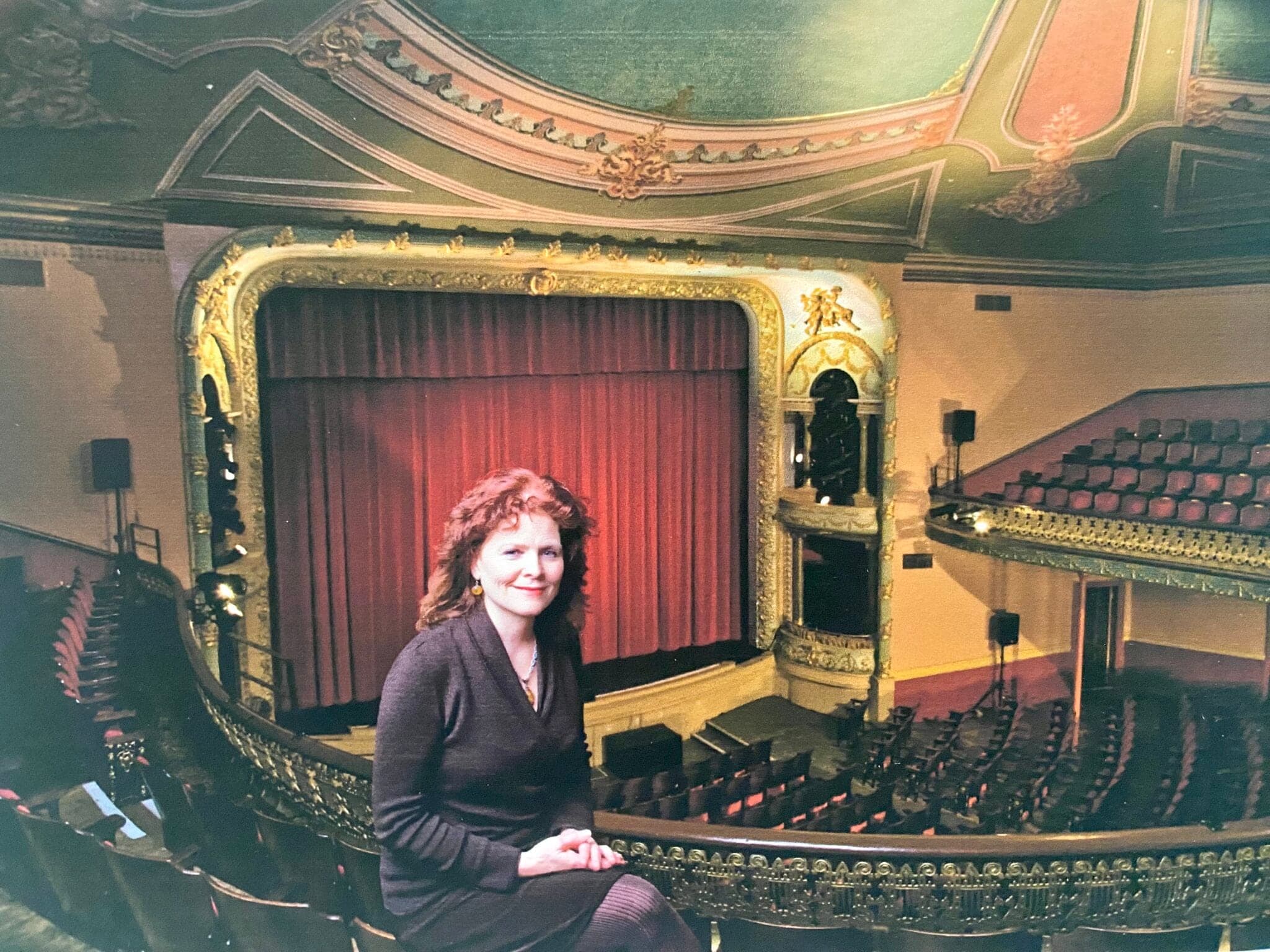 Kathleen Soldati in the balcony of The Music Hall in Portsmouth, New Hampshire